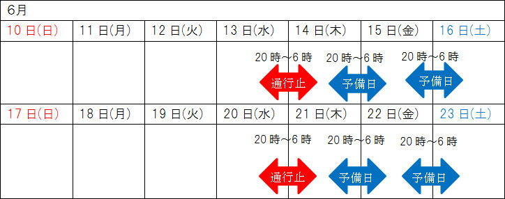 工事期間カレンダーのイメージ画像