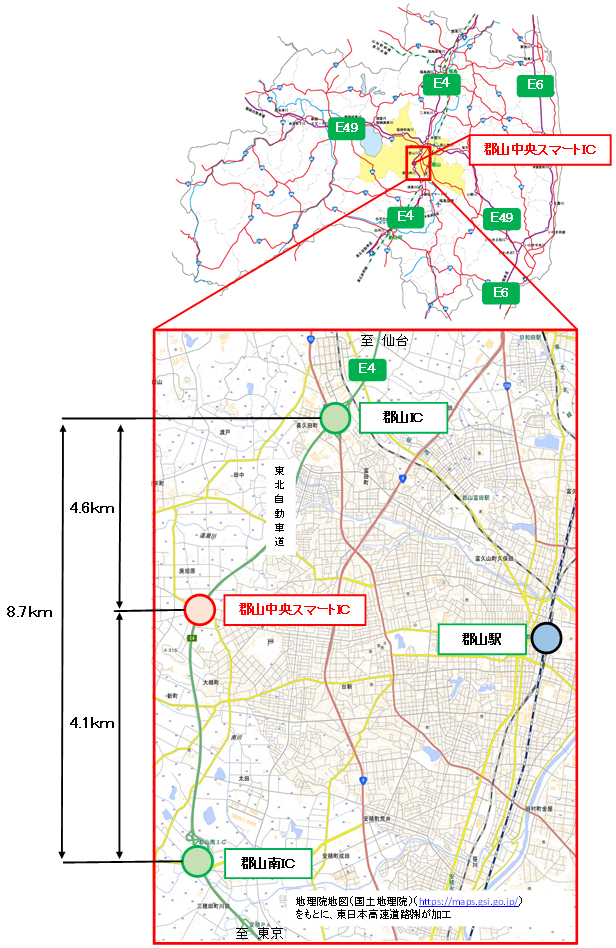 Image of location map (Koriyama Chuo Smart IC)