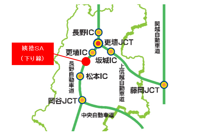 長野自動車道Obasute SA（下線）的圖像