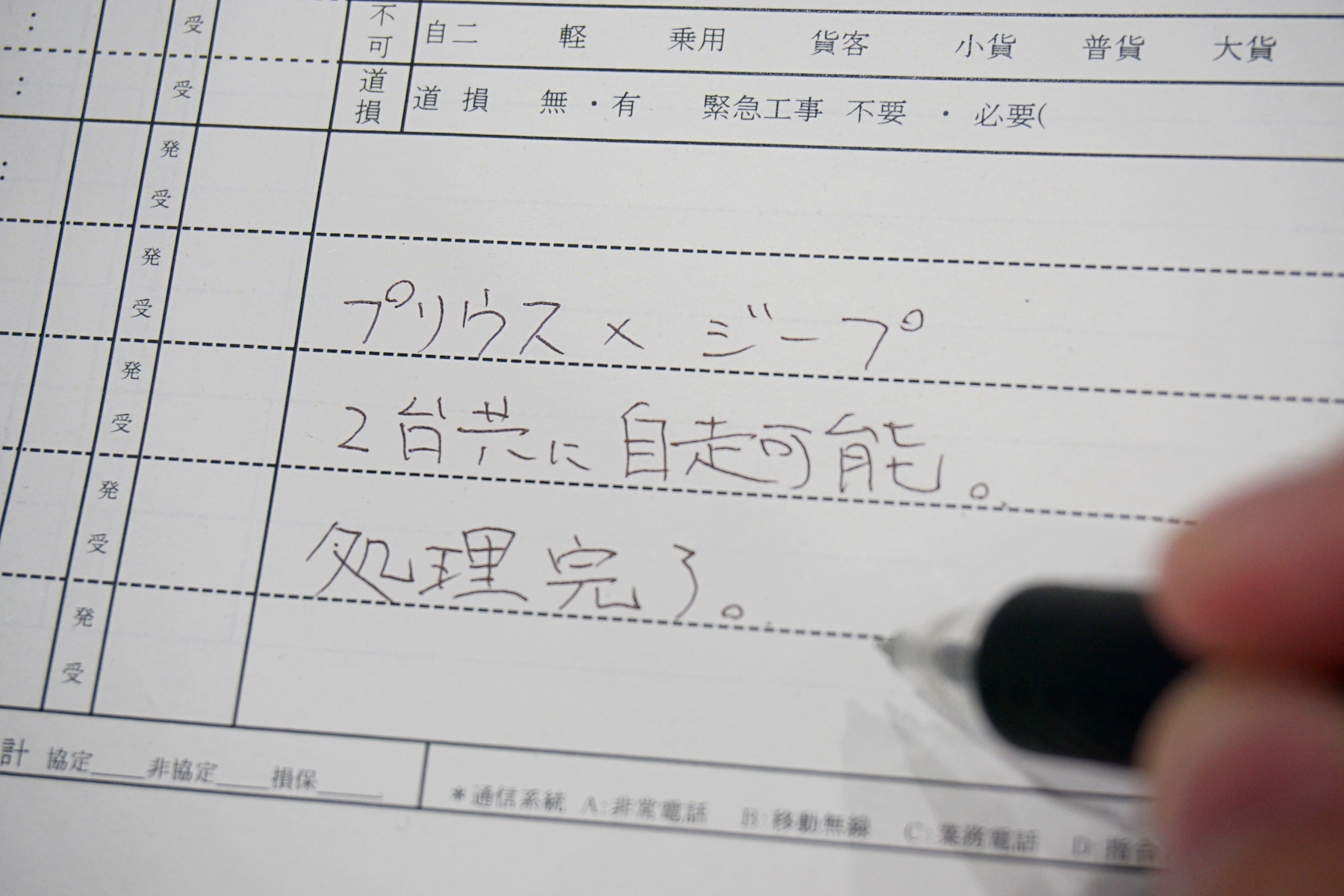 報告書を書く様子